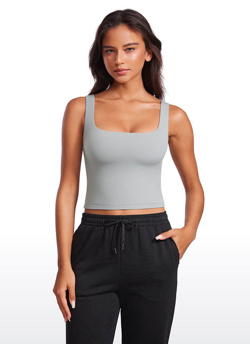 Débardeur ajusté pour femme CRZ YOGA Butterluxe de yoga encolure carrée gris ardoise