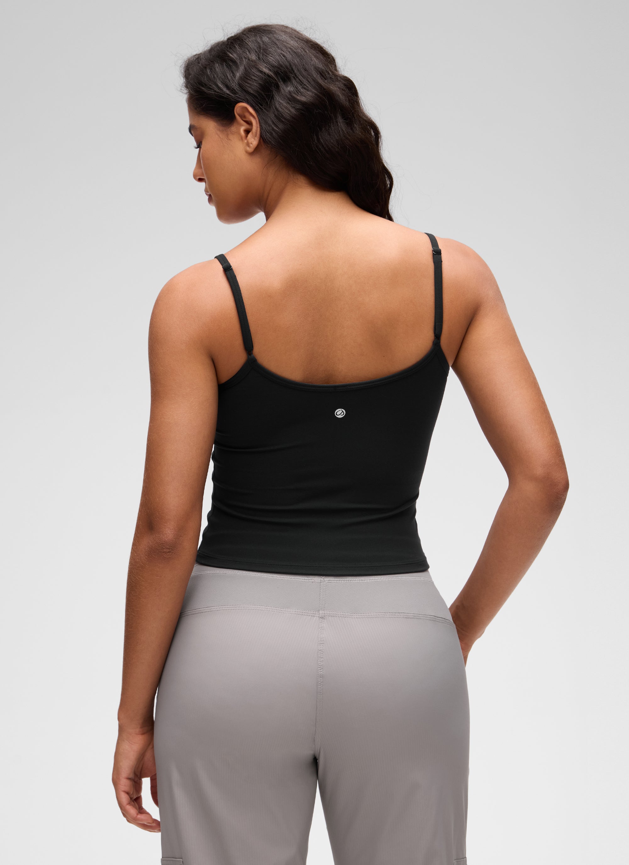 CRZ YOGA Camiseta de tirantes casual de doble forro con cuello redondo y espalda en U Butterluxe para mujer Black