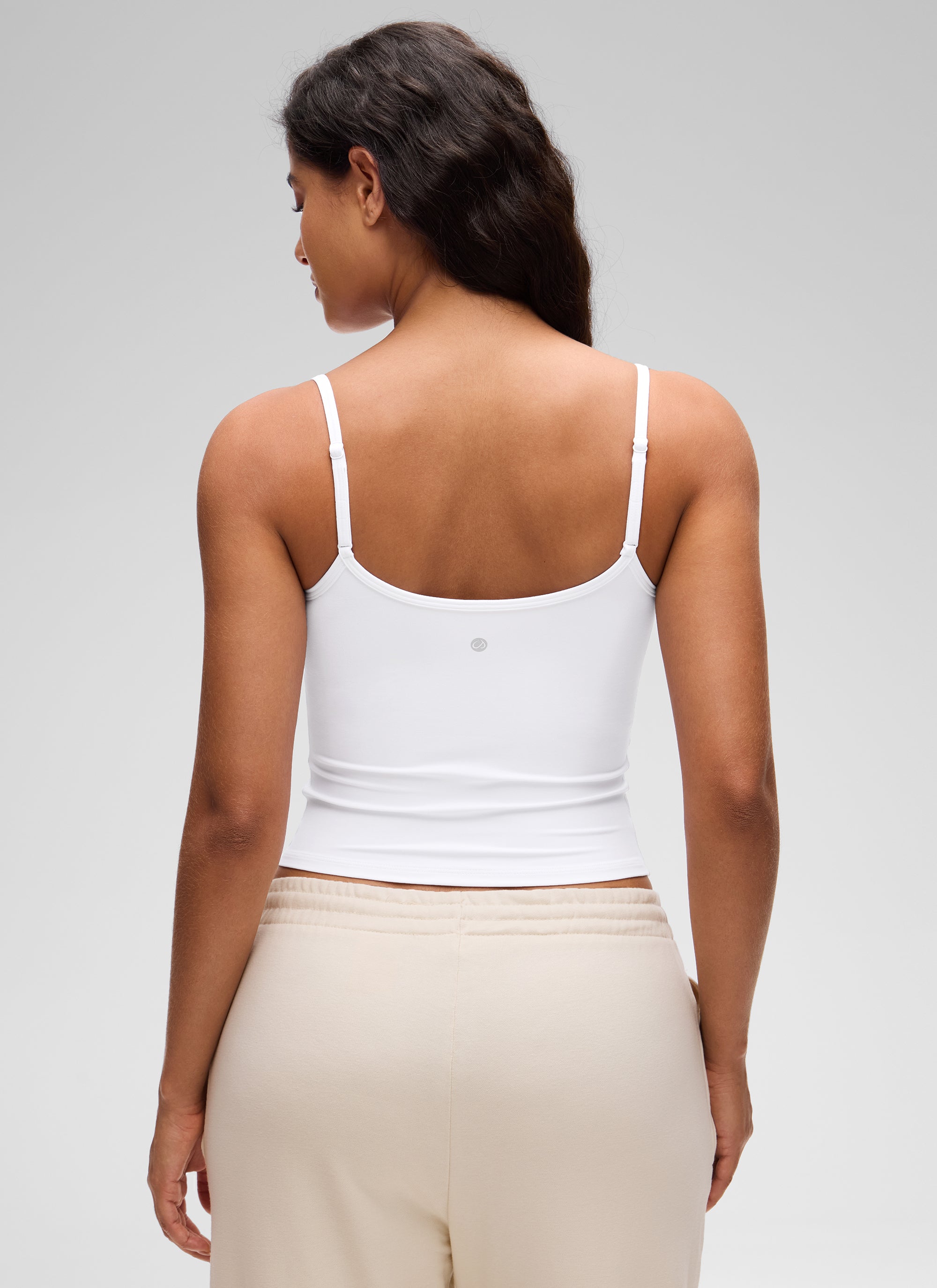 CRZ YOGA Camiseta de tirantes casual de doble forro con cuello redondo y espalda en U Butterluxe para mujer White
