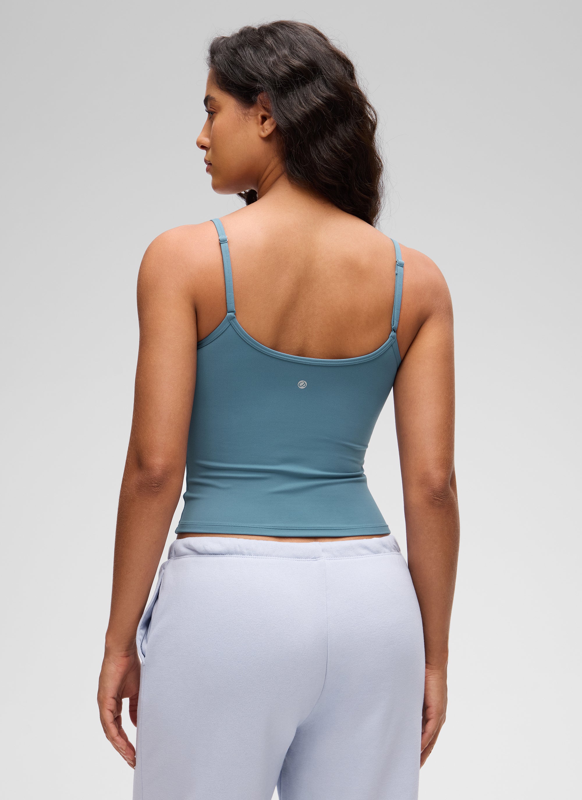 CRZ YOGA Camiseta de tirantes casual de doble forro con cuello redondo y espalda en U Butterluxe para mujer Blue Ashes