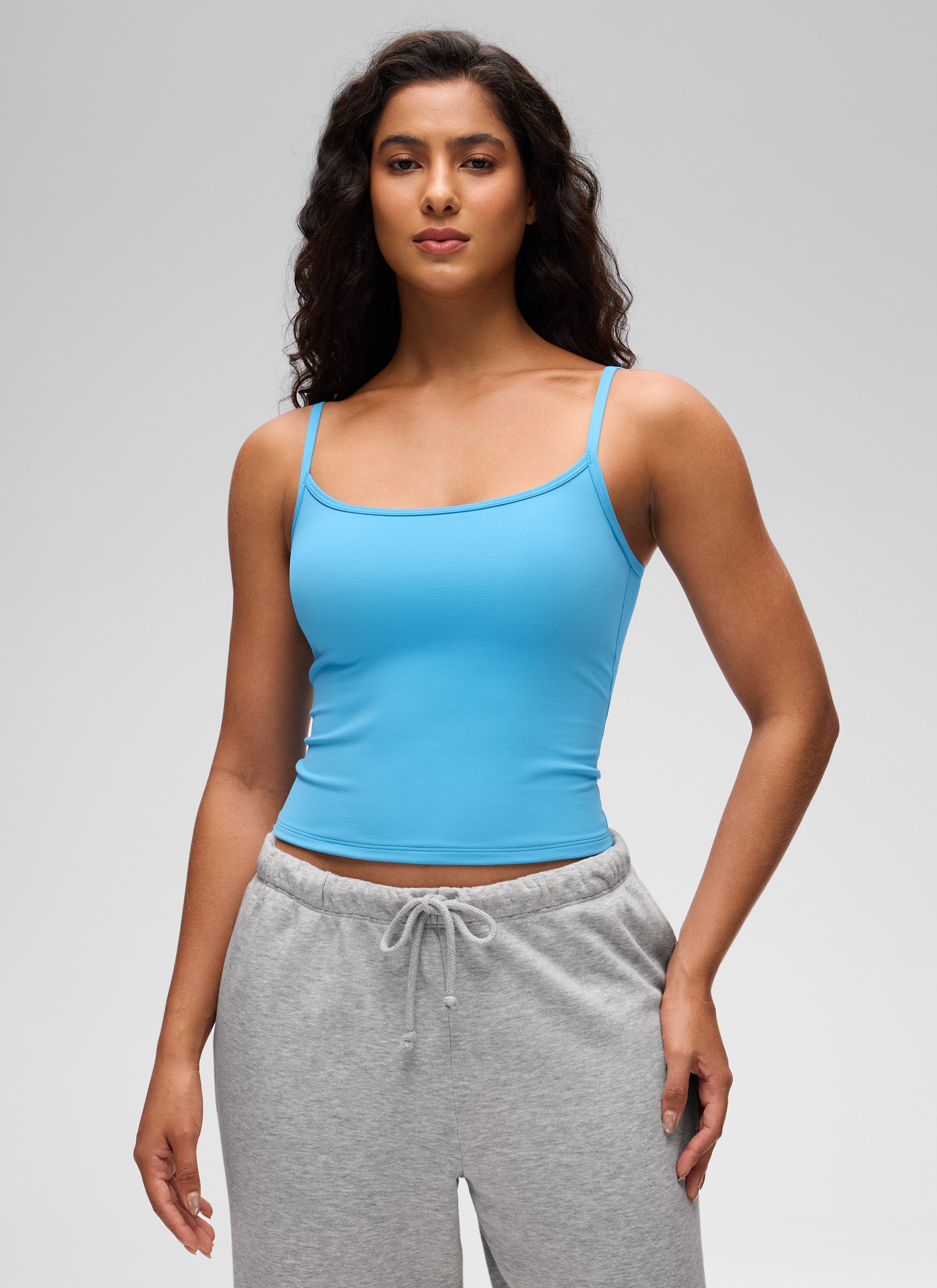CRZ YOGA Camiseta de tirantes casual de doble forro con cuello redondo y espalda en U Butterluxe para mujer Kayak Blue