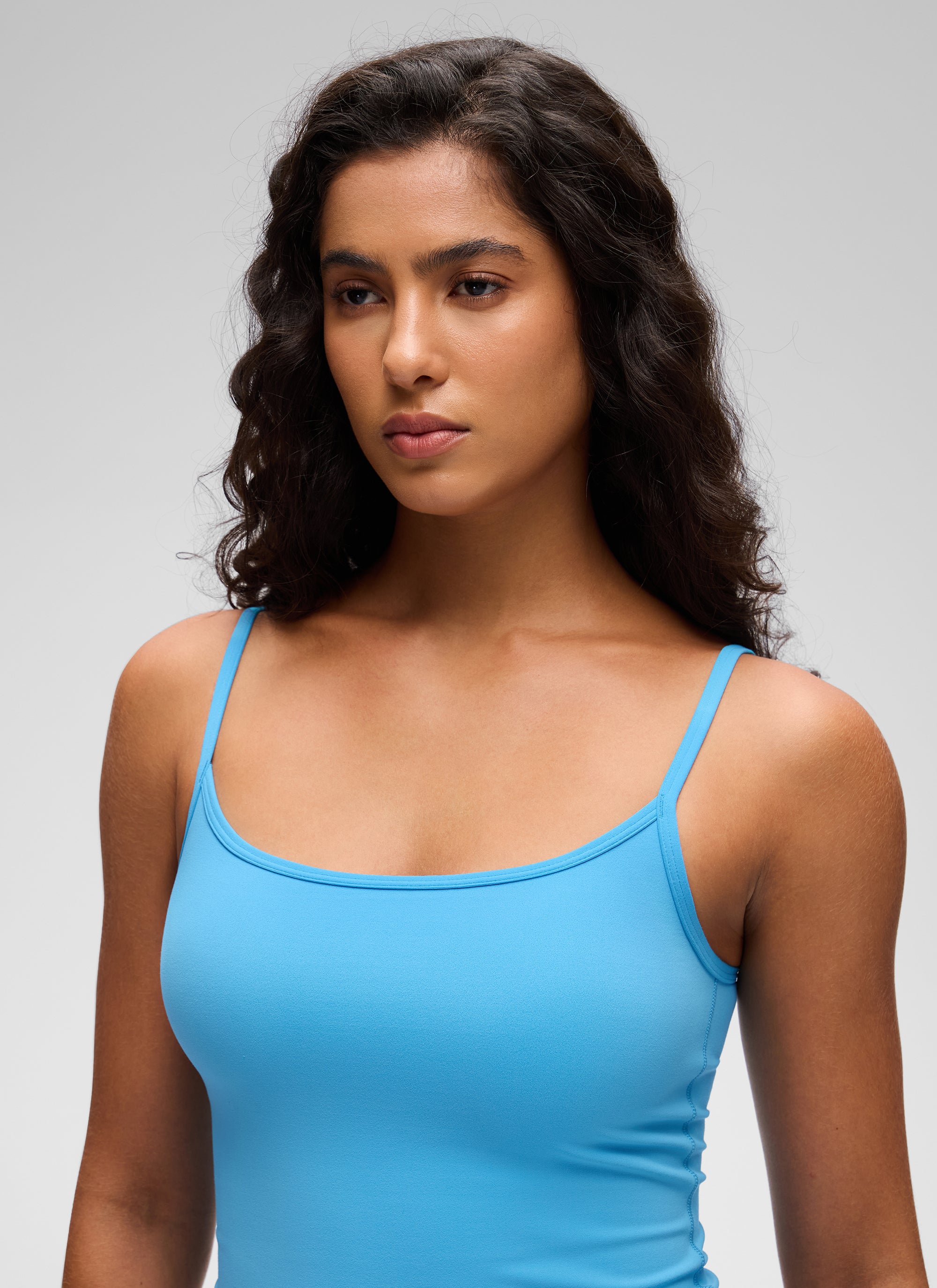 CRZ YOGA Camiseta de tirantes casual de doble forro con cuello redondo y espalda en U Butterluxe para mujer Kayak Blue