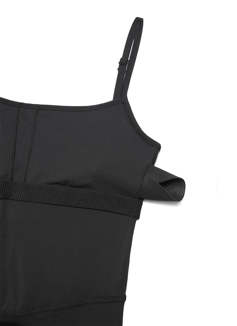 CRZ YOGA Yoga-Jumpsuits für Damen, eng anliegend, mit integriertem BH, schwarz