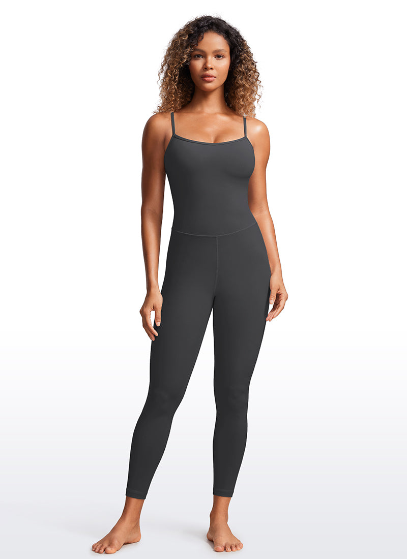 CRZ YOGA Yoga-Jumpsuits für Damen, eng anliegend, mit integriertem BH, Bodys, „Mysterious Grey“