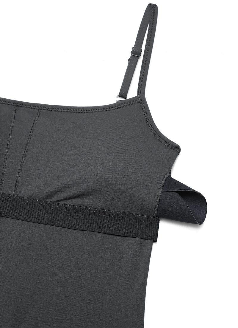 CRZ YOGA Yoga-Jumpsuits für Damen, eng anliegend, mit integriertem BH, Bodys, „Mysterious Grey“