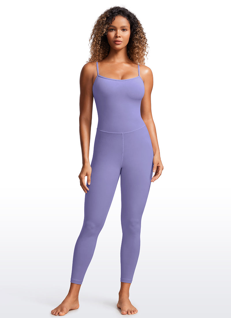 CRZ YOGA Yoga-Jumpsuits für Damen, eng anliegend, mit integriertem BH, dunkel-lavendellila
