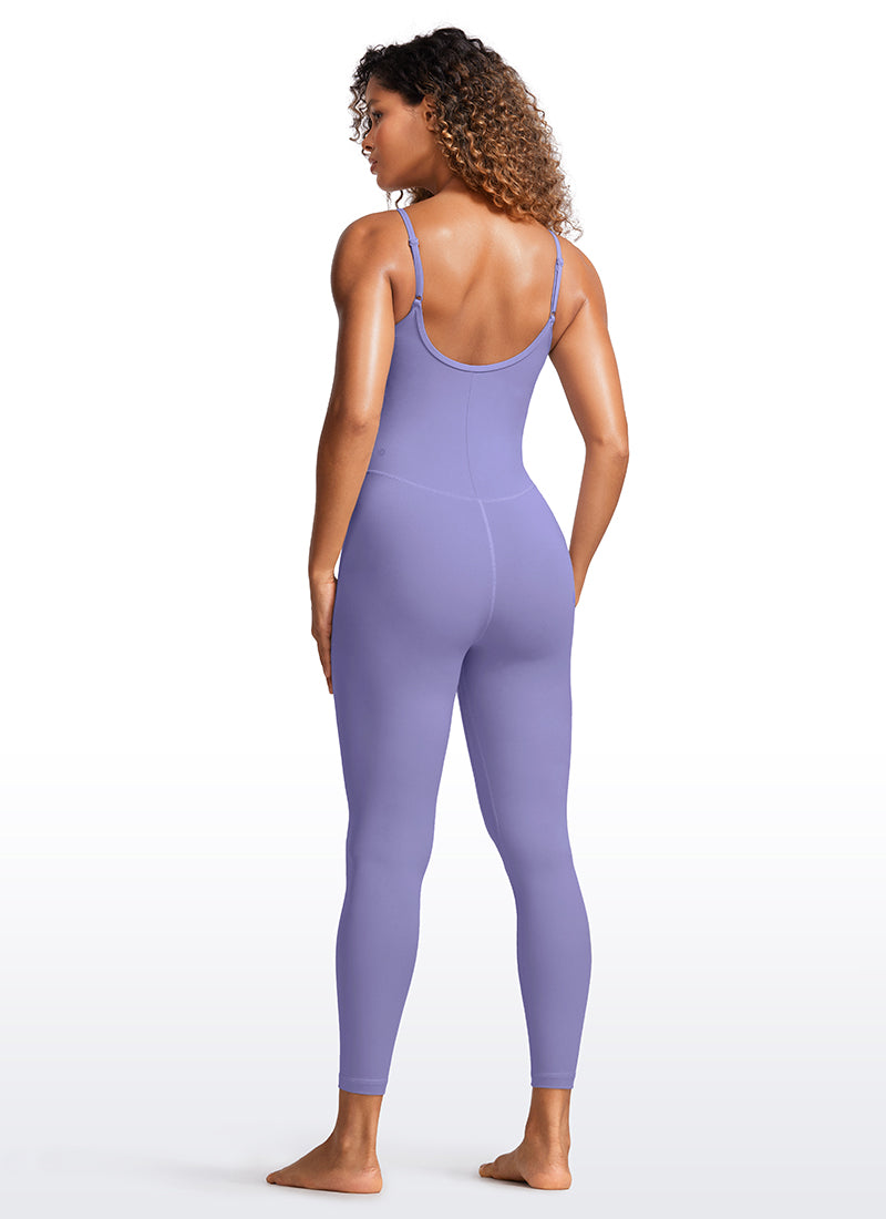 CRZ YOGA Yoga-Jumpsuits für Damen, eng anliegend, mit integriertem BH, dunkel-lavendellila