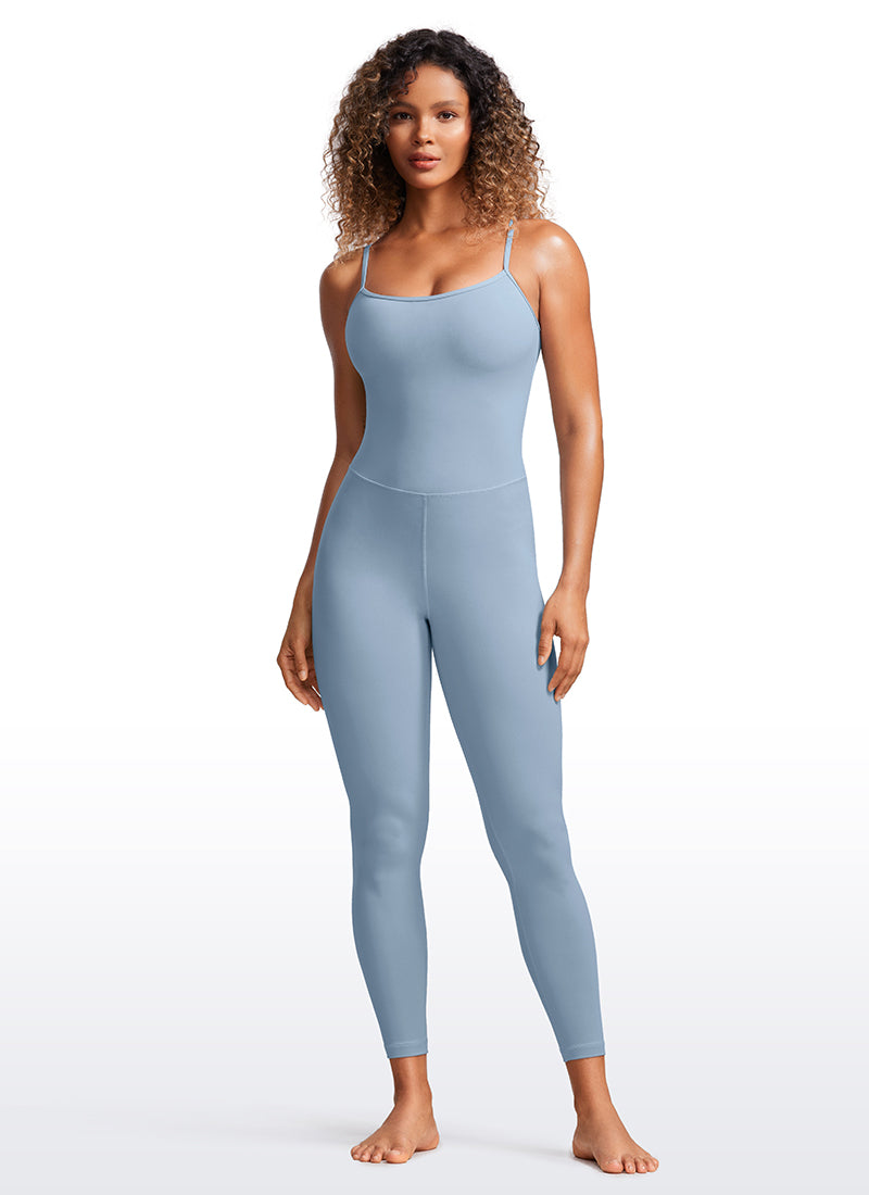 CRZ YOGA Yoga-Jumpsuits für Damen, eng anliegend, mit integriertem BH, Bodysuits, Cambric-Blau