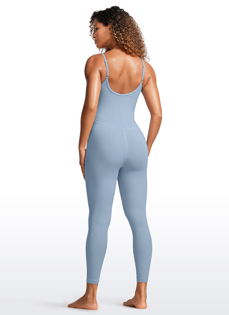 CRZ YOGA Yoga-Jumpsuits für Damen, eng anliegend, mit integriertem BH, Bodysuits, Cambric-Blau
