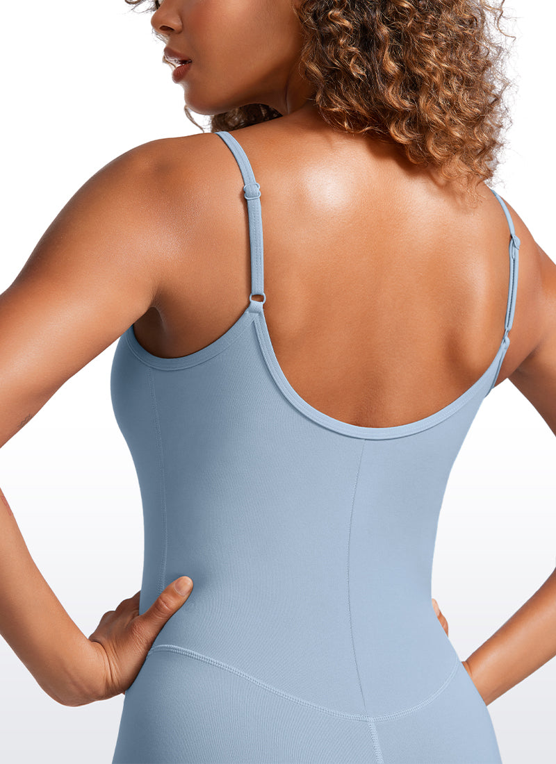 CRZ YOGA Yoga-Jumpsuits für Damen, eng anliegend, mit integriertem BH, Bodysuits, Cambric-Blau