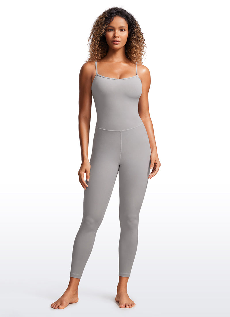 CRZ YOGA Yoga-Jumpsuits für Damen, eng anliegend, mit integriertem BH, Bodys, Gull Grey