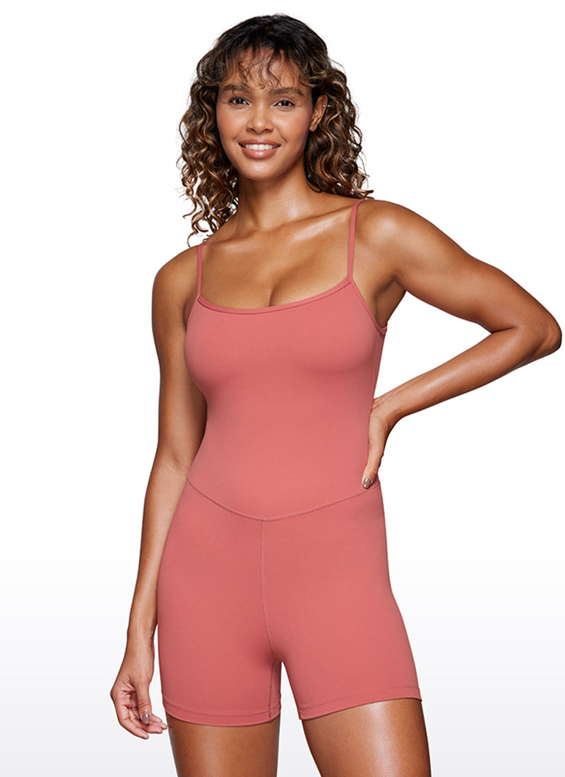 CRZ YOGA Combishort moulant de yoga pour femme Rose brier