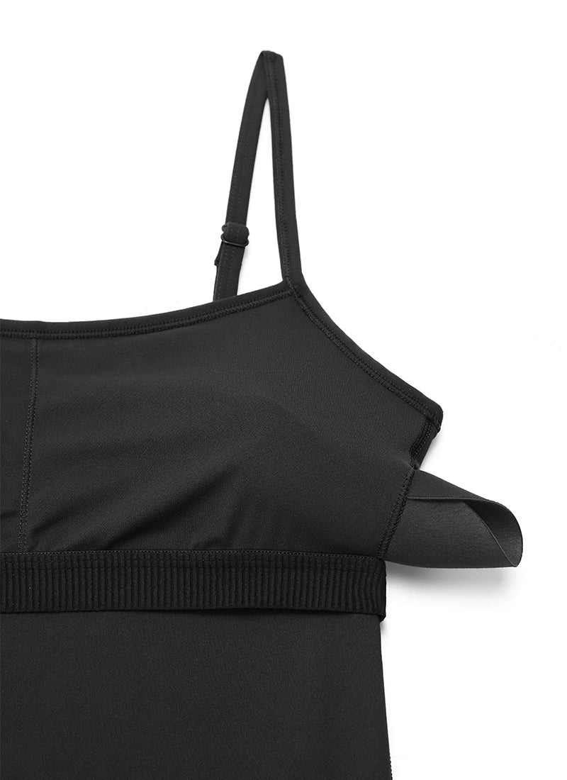 CRZ YOGA Yoga-Jumpsuits für Damen, eng anliegend, ausgestellt, mit integriertem BH, schwarz