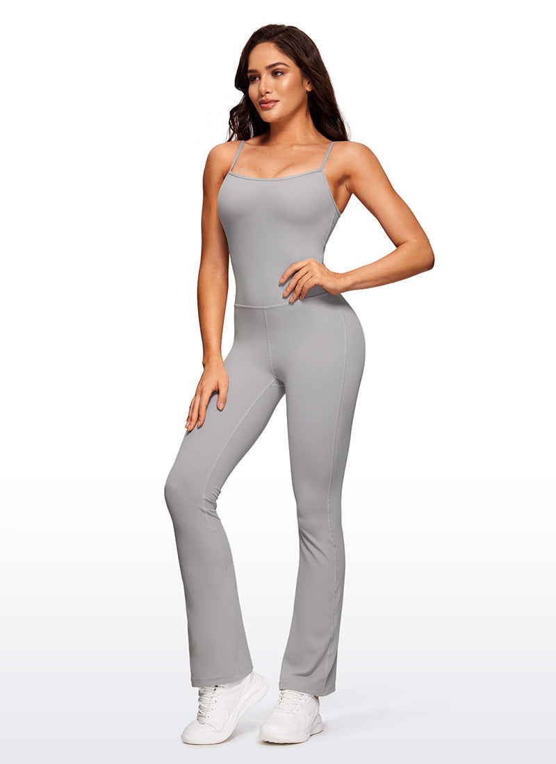 CRZ YOGA Combinaisons de yoga évasées moulantes pour femmes avec soutien-gorge intégré Gull Gray