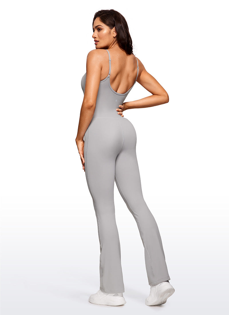 CRZ YOGA Combinaisons de yoga évasées moulantes pour femmes avec soutien-gorge intégré Gull Gray