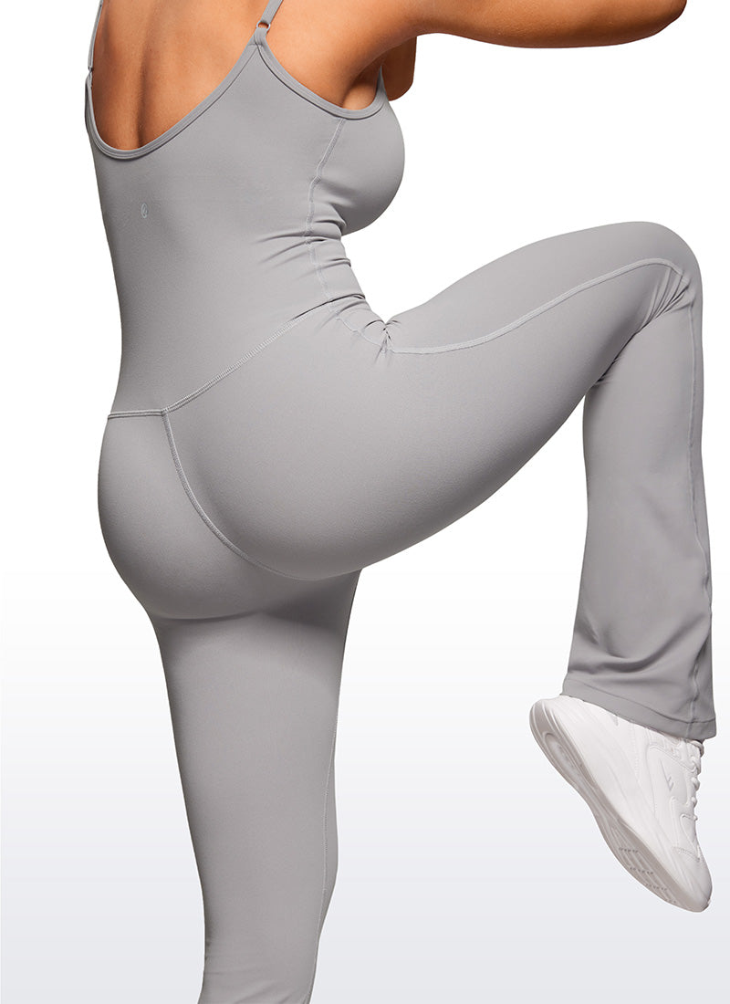 CRZ YOGA Combinaisons de yoga évasées moulantes pour femmes avec soutien-gorge intégré Gull Gray