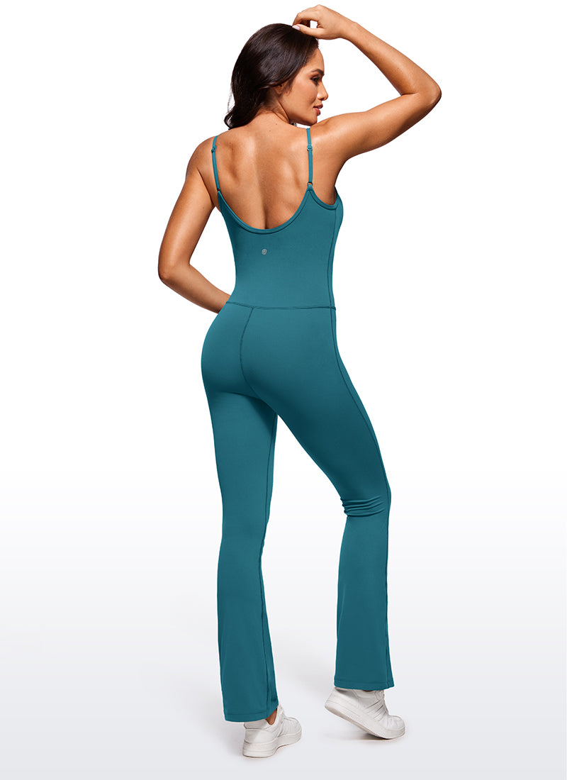 CRZ YOGA Combinaisons de yoga évasées moulantes pour femmes avec soutien-gorge intégré Borealis Green