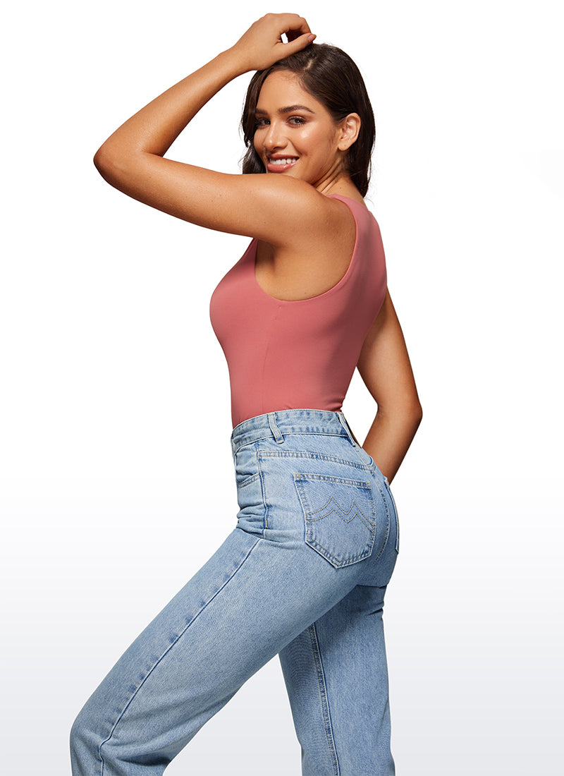 CRZ YOGA Body Sculptant Femme Yoga Coupe Ajustée Col Haut Dos Nageur Rose Bruyère