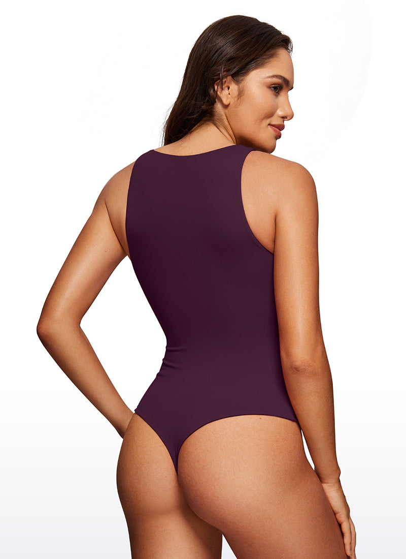 Body de yoga ajusté à col montant et dos nageur pour femme CRZ YOGA Violet Profond