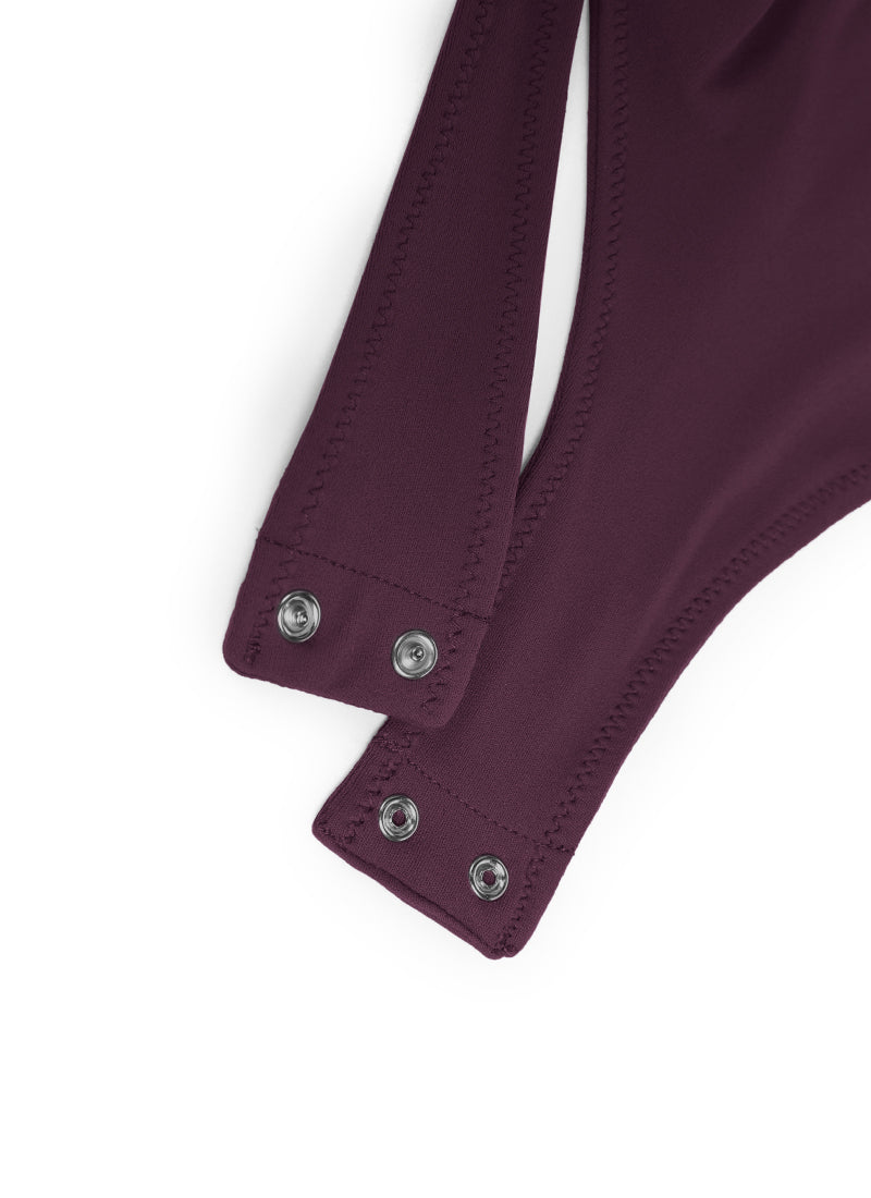 Body de yoga ajusté à col montant et dos nageur pour femme CRZ YOGA Violet Profond