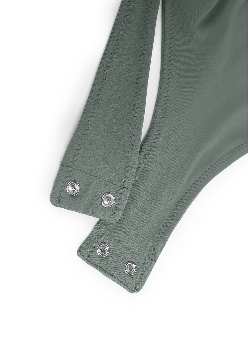 CRZ YOGA Body Sculptant Femme Yoga Coupe Ajustée Col Haut Dos Nageur Vert Sauge