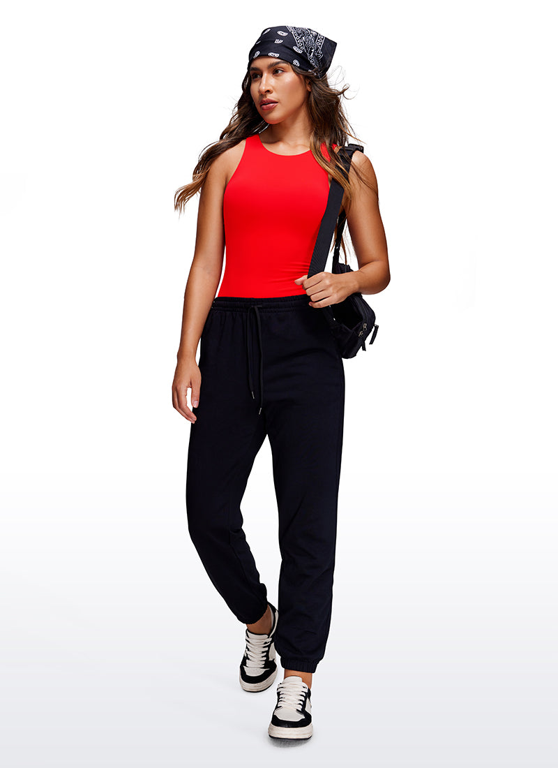 CRZ YOGA Body Sculptant Femme Yoga Coupe Ajustée Col Haut Dos Nageur Rouge Foncé