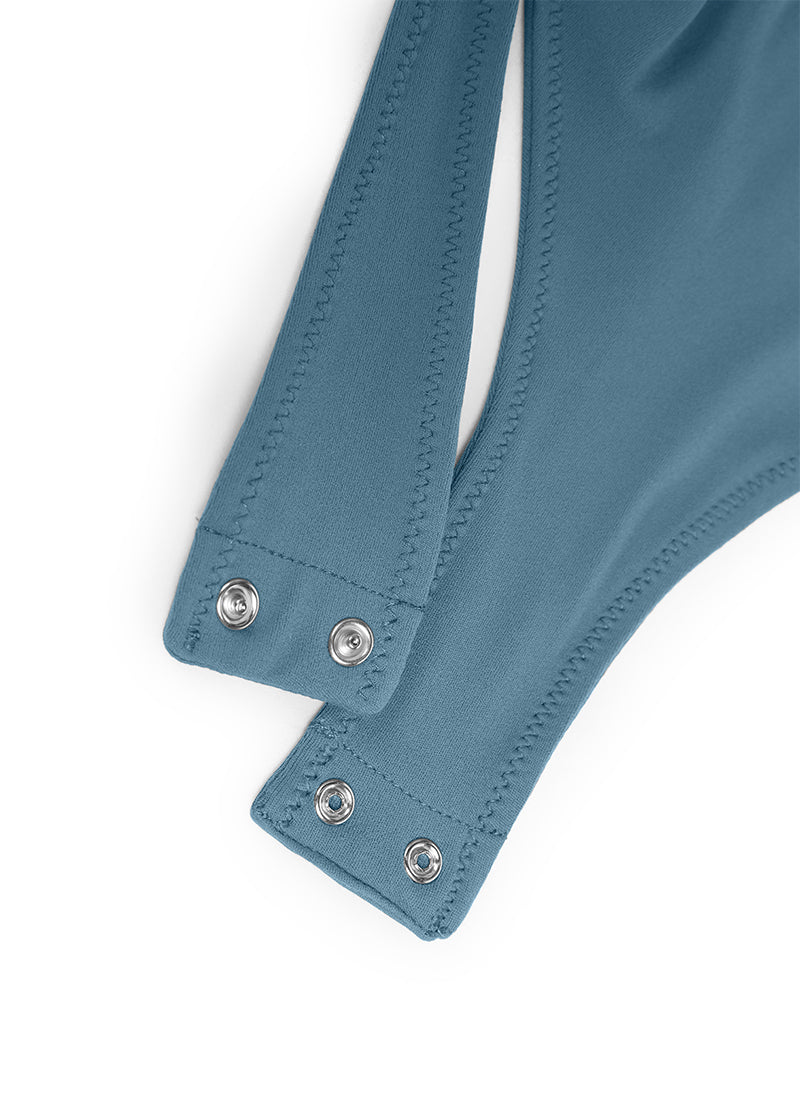 CRZ YOGA Body Sculptant Femme Yoga Coupe Ajustée Col Haut Dos Nageur Bleu Cendré