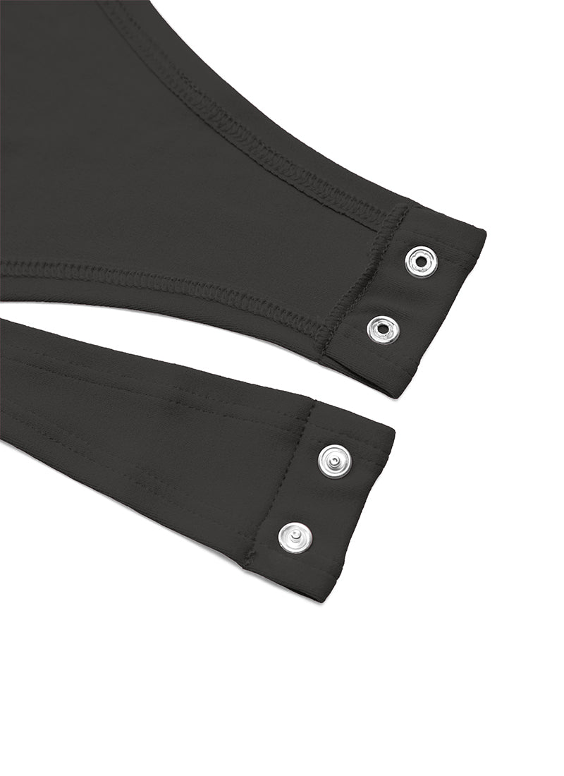 CRZ YOGA Bodys de yoga ajustés à manches longues et col rond pour femme Noir