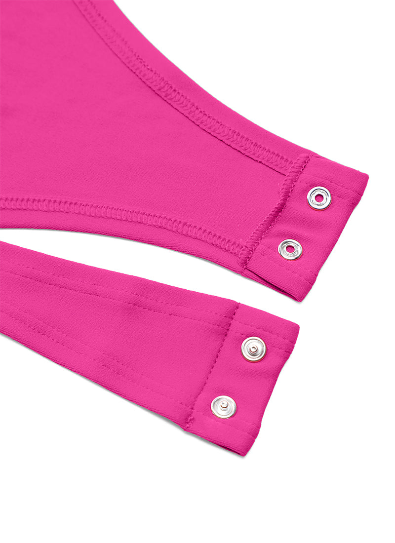 CRZ YOGA Bodysuit de yoga à manches longues, col rond et coupe ajustée pour femme, violet hibiscus
