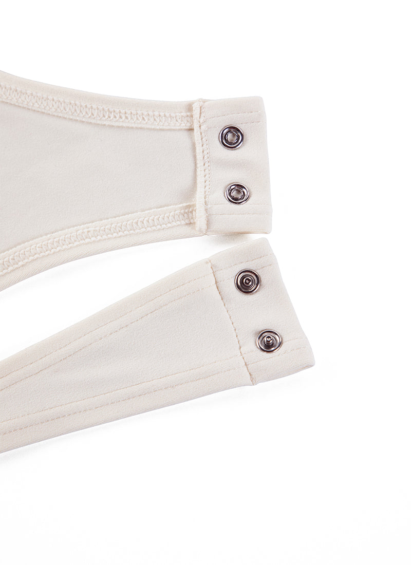 CRZ YOGA Bodys de yoga ajustés à manches longues et col rond pour femme Blanc abricot