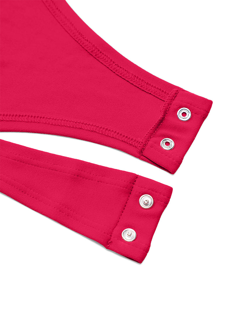 CRZ YOGA Bodysuit de yoga à manches longues, col rond et coupe ajustée pour femme, viva magenta