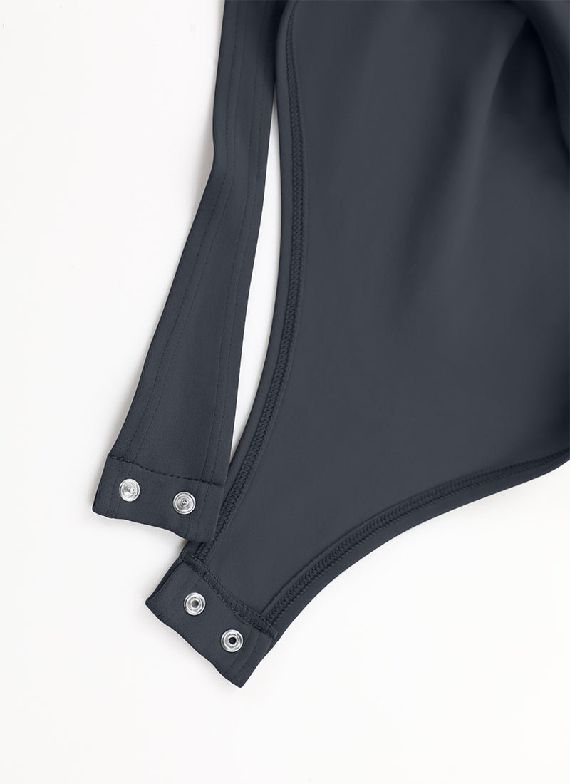 Body de yoga ajusté pour femme CRZ YOGA à manches longues et col carré Bleu marine intense