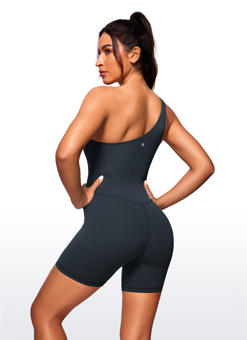 CRZ YOGA Combishort de yoga asymétrique à une épaule pour femme Bleu marine