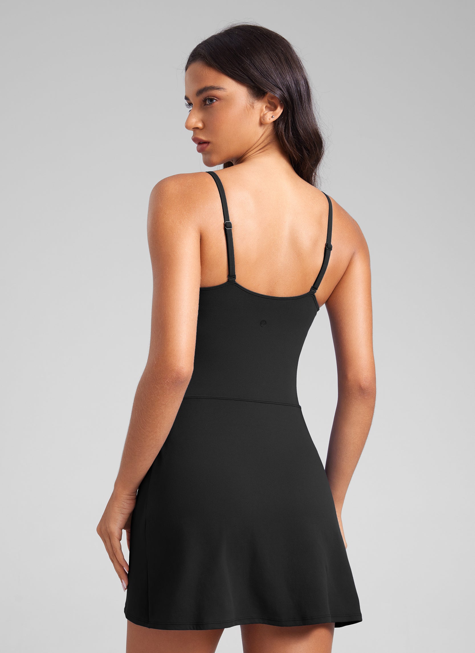 CRZ YOGA Butterluxe Sportliche, lässige Tennis-Kleider mit Spaghettiträgern, schwarz