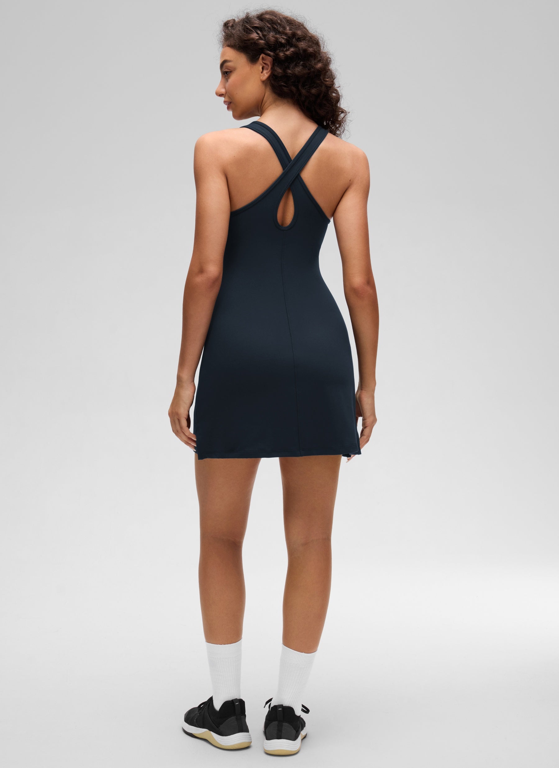 CRZ YOGA Damenkleid „ Butterluxe “ – lässiges Kleid mit gekreuztem Rücken und schmaler Passform, Farbe: True Navy