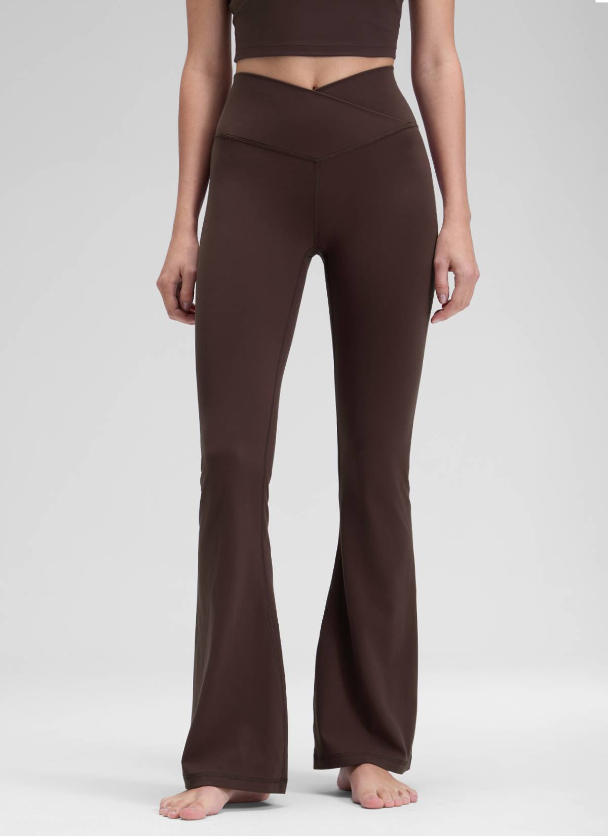 CRZ YOGA Damen- Butterluxe -V-Crossover-Leggings mit hoher Taille und ausgestelltem Bein 31