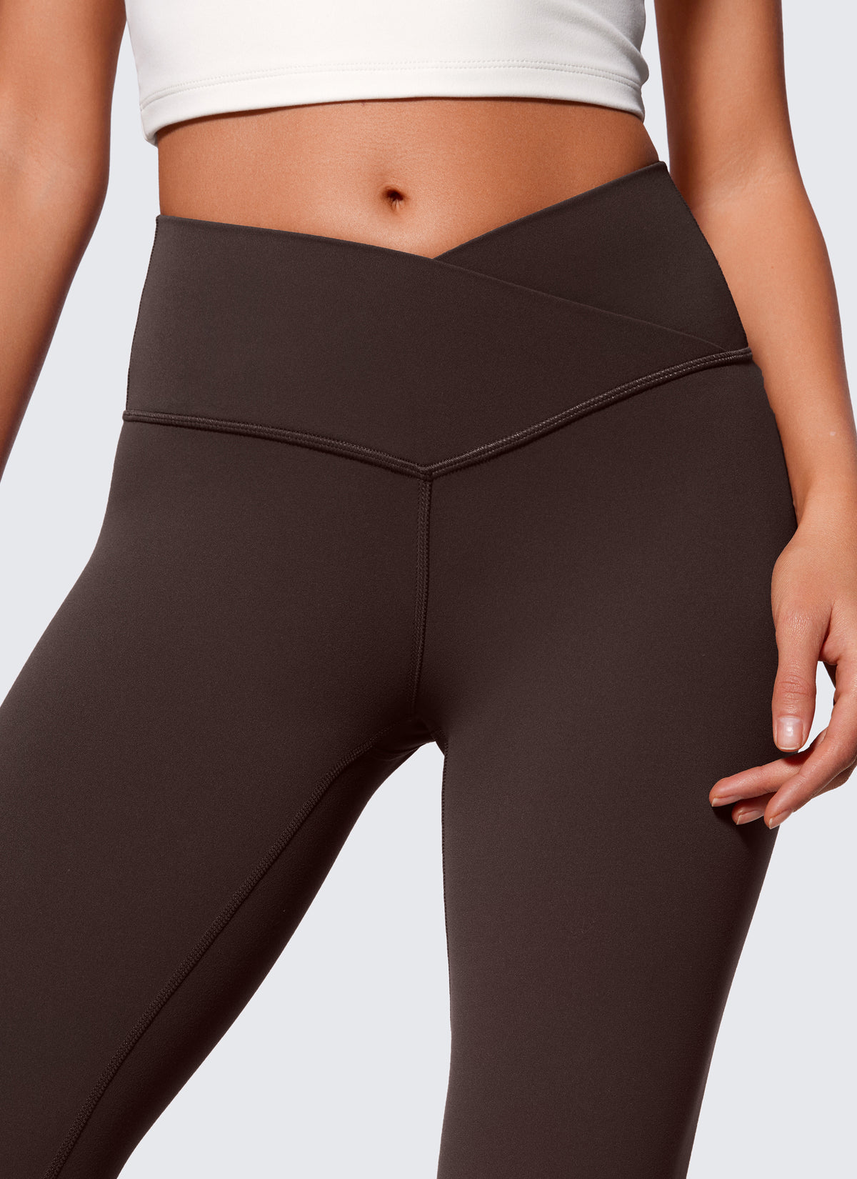 CRZ YOGA Naisten Butterluxe V-ristikkäiset korkeavyötäröiset levenevät trikoot 74 cm