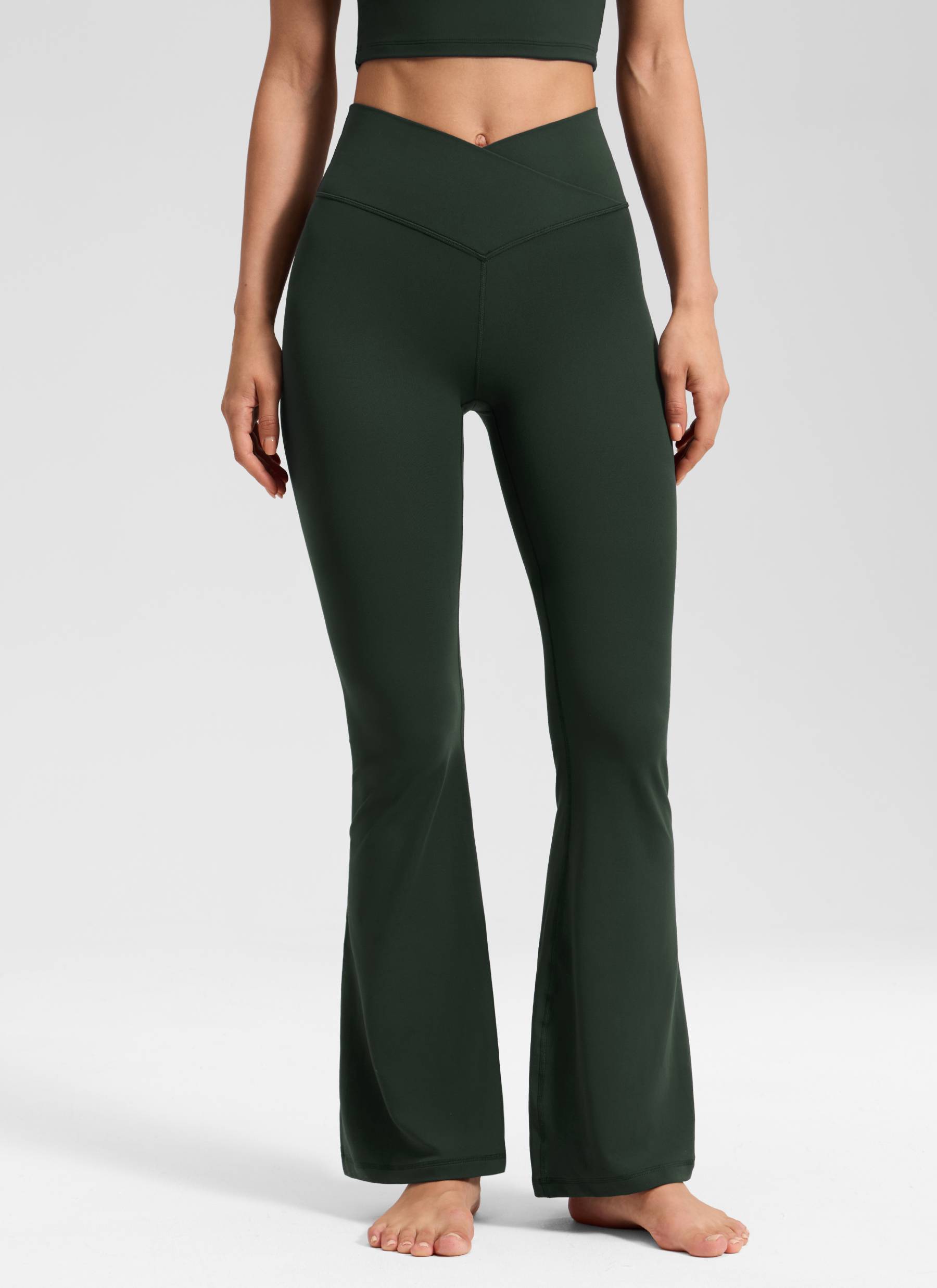 CRZ YOGA Damen- Butterluxe -V-Crossover-Leggings mit hoher Taille und ausgestelltem Bein 31