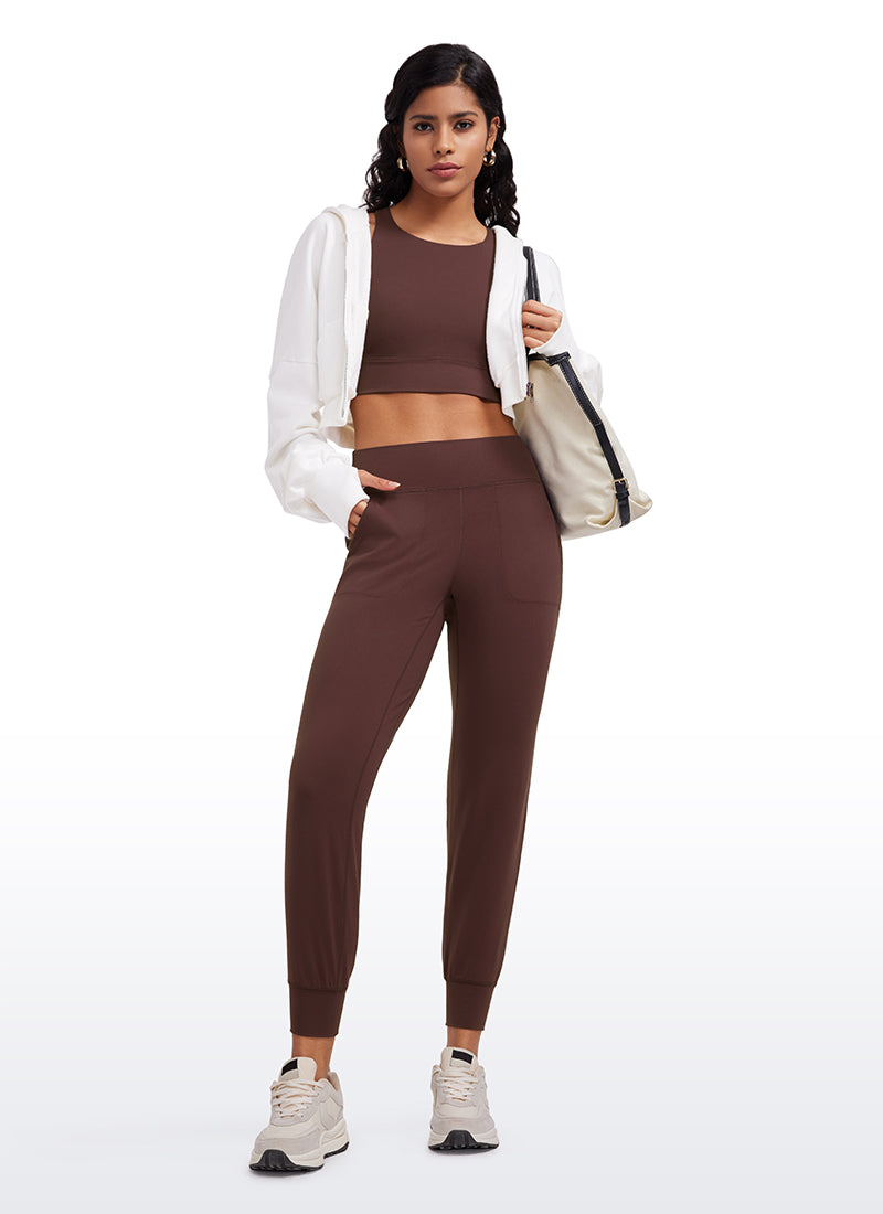 CRZ YOGA Damen-Jogginghose „ Butterluxe “ mit hoher Leibhöhe und Taschen, 27'', Taupe