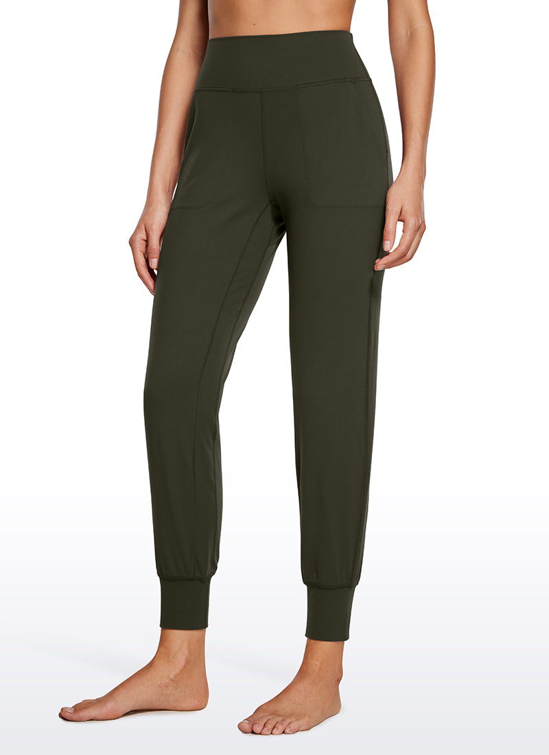 CRZ YOGA Damen-Jogginghose „ Butterluxe “ mit hoher Leibhöhe und Taschen, 27'' olivgrün