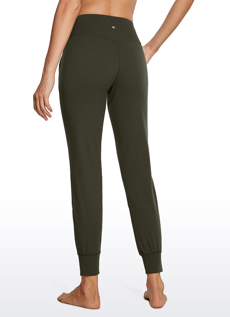 CRZ YOGA Damen-Jogginghose „ Butterluxe “ mit hoher Leibhöhe und Taschen, 27'' olivgrün