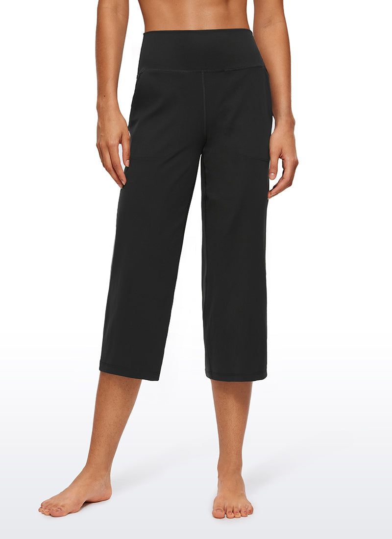 CRZ YOGA Women's Butterluxe High Rise Wide Leg Pants with Pockets 23'' Black