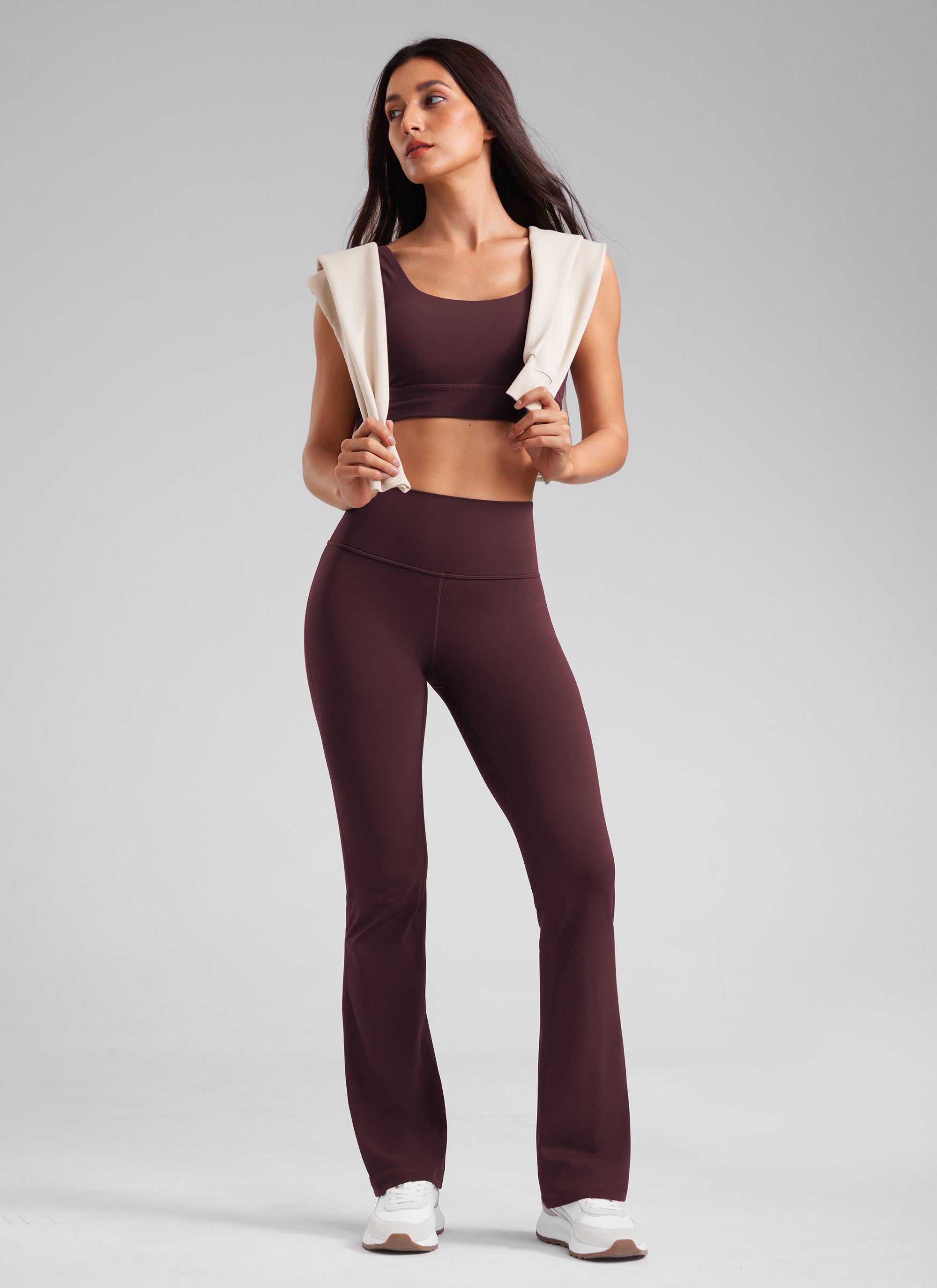 Butterluxe Legging taille haute, évasé, jambes larges, coupe bootcut, avec poches, 33