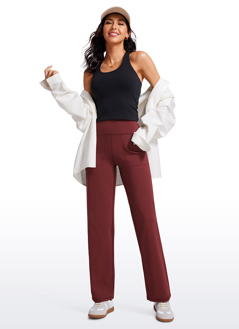 Pantalon jambe large taille haute Butterluxe avec poches 79 cm pour femme Rouge Noctilucence