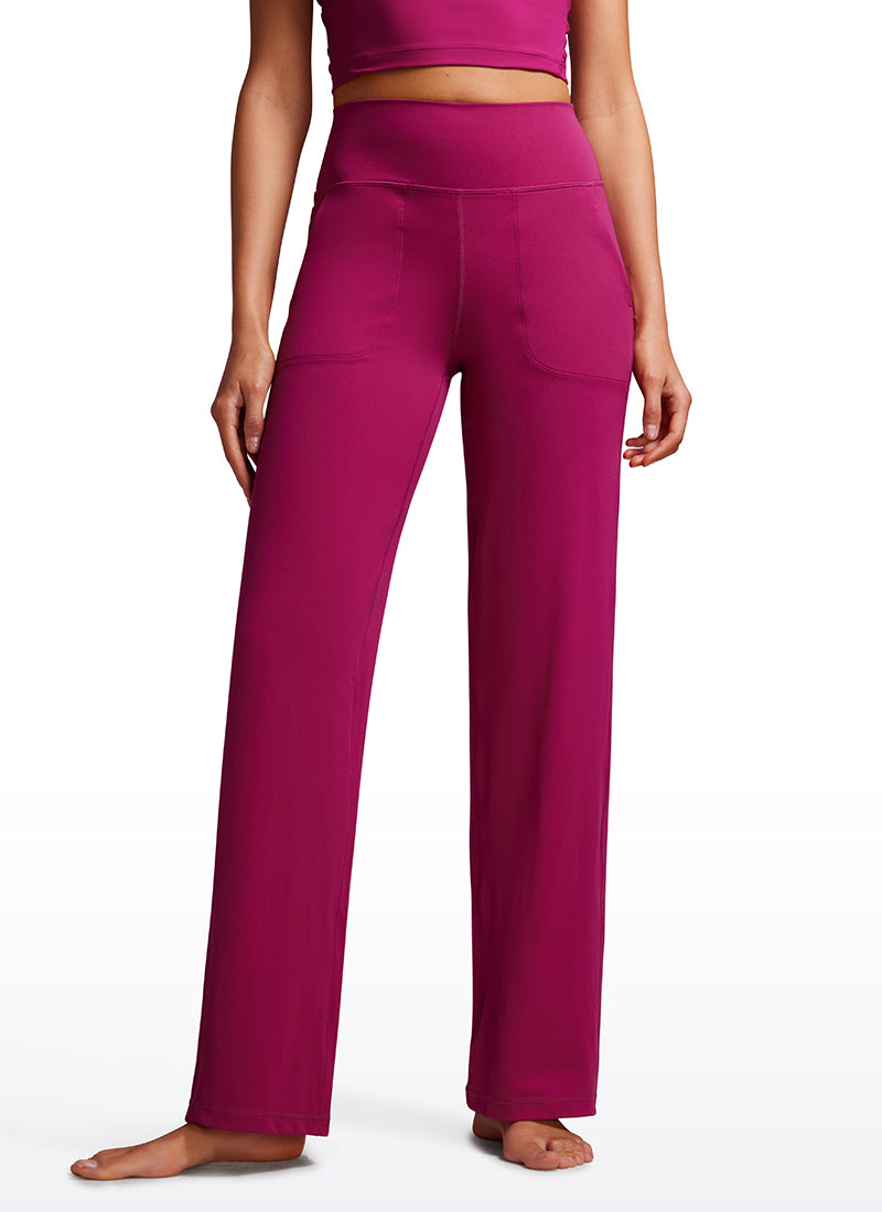 Pantalon jambe large taille haute Butterluxe avec poches 79 cm pour femme Magenta Violet
