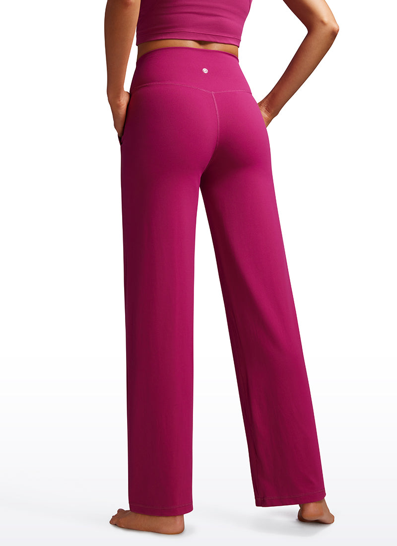 Pantalon jambe large taille haute Butterluxe avec poches 79 cm pour femme Magenta Violet