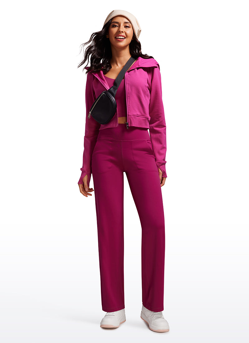 Pantalon jambe large taille haute Butterluxe avec poches 79 cm pour femme Magenta Violet