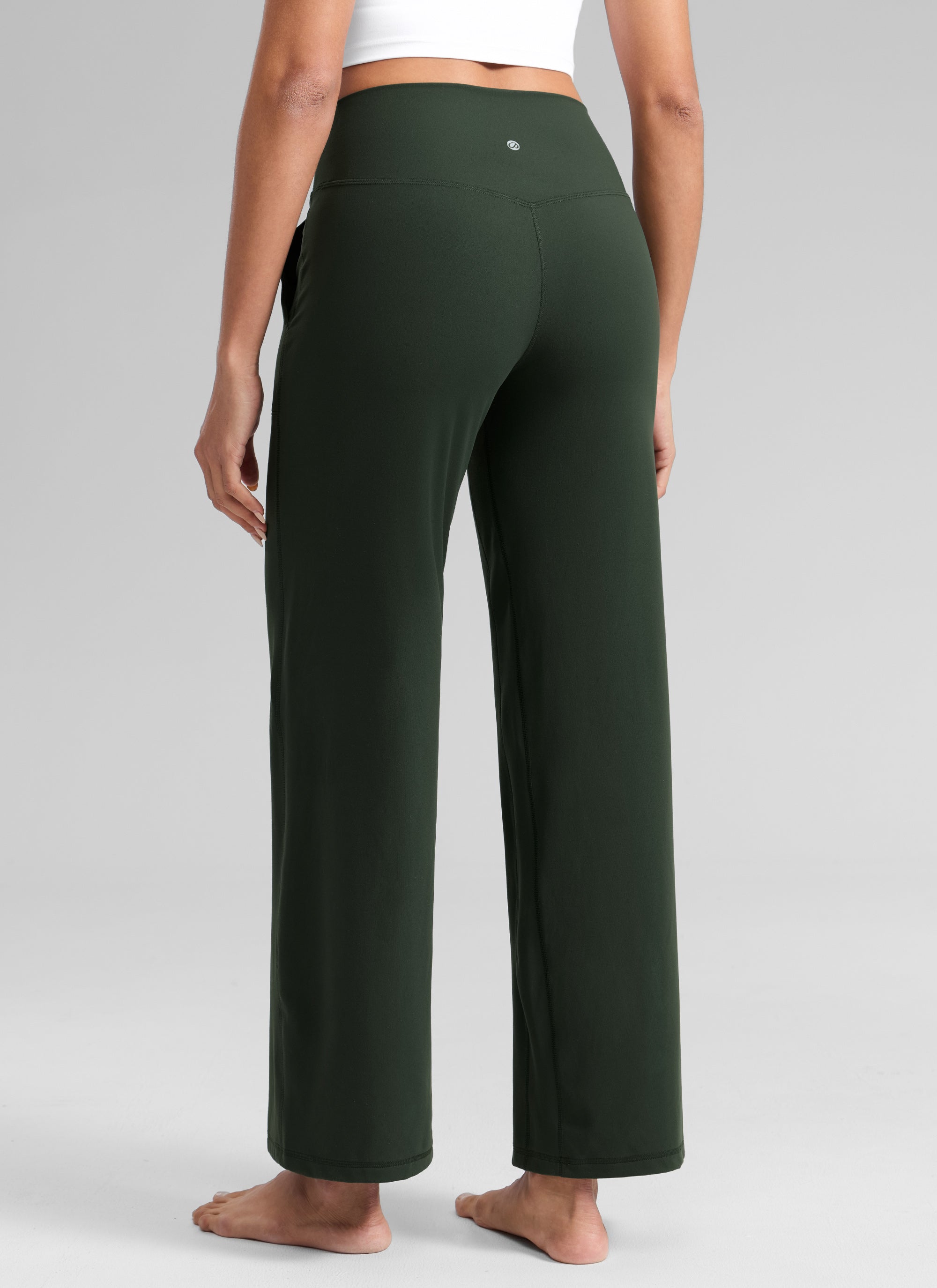 CRZ YOGA Butterlift High Waisted vide bukser med høyt liv og lommer for dame, Legend Green