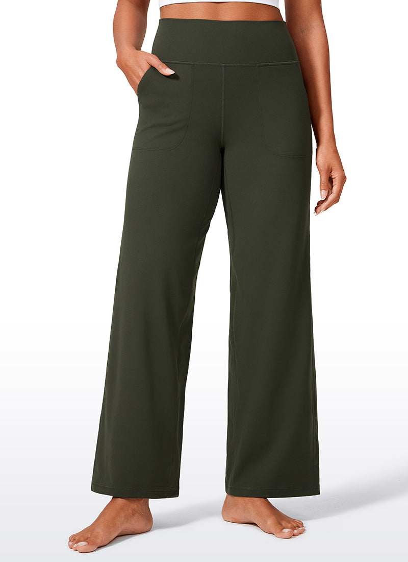 Pantaloni da donna CRZ YOGA Butterlift a vita alta a gamba larga con tasche Verde Oliva