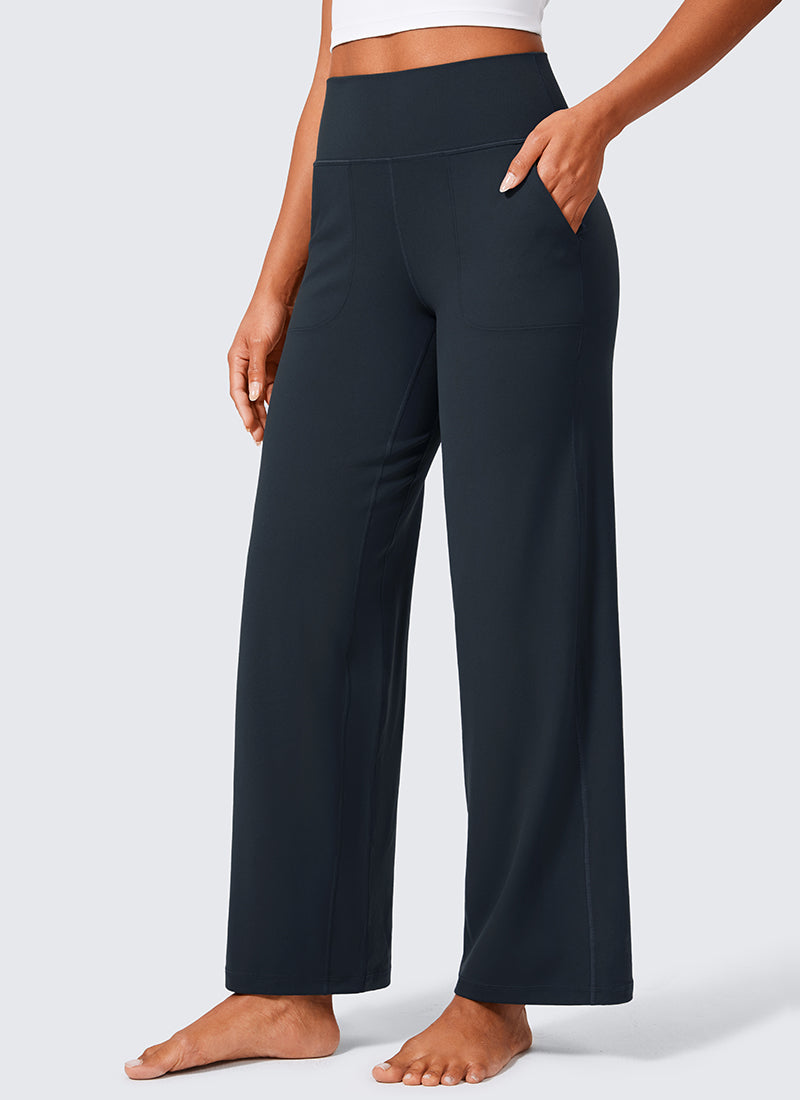 CRZ YOGA Dames Butterlift high-waist broek met wijde pijpen en zakken True Marineblauw